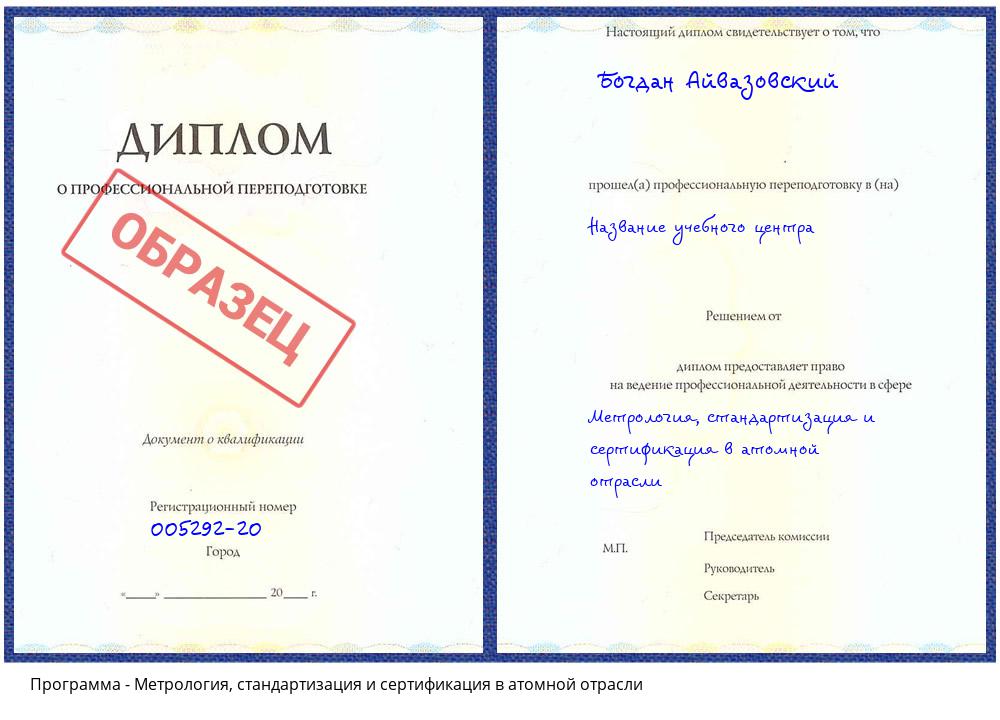 Метрология, стандартизация и сертификация в атомной отрасли Ленинск-Кузнецкий