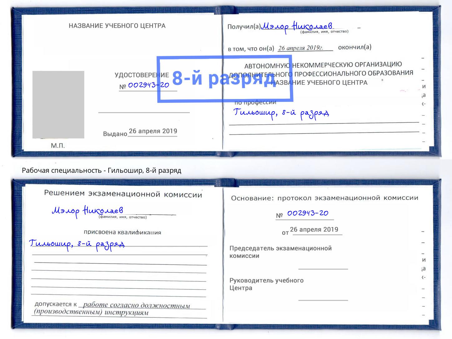 корочка 8-й разряд Гильошир Ленинск-Кузнецкий